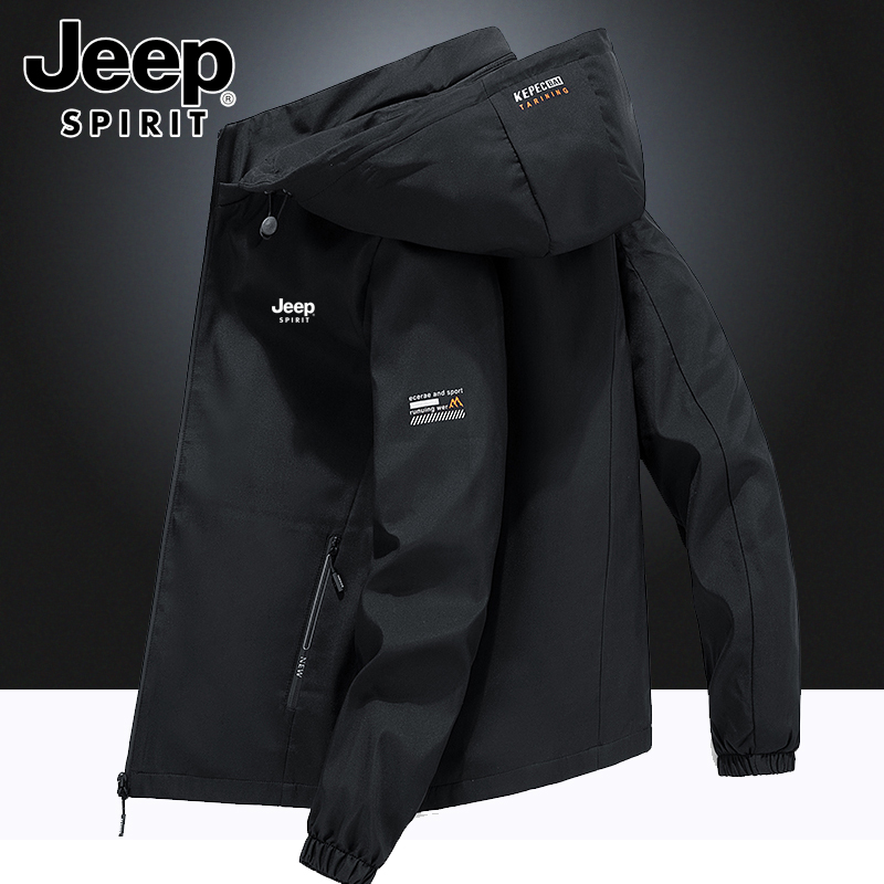 JEEPSPIRIT吉普夹克男运动外套休闲加绒百搭上衣青年潮流春秋茄克