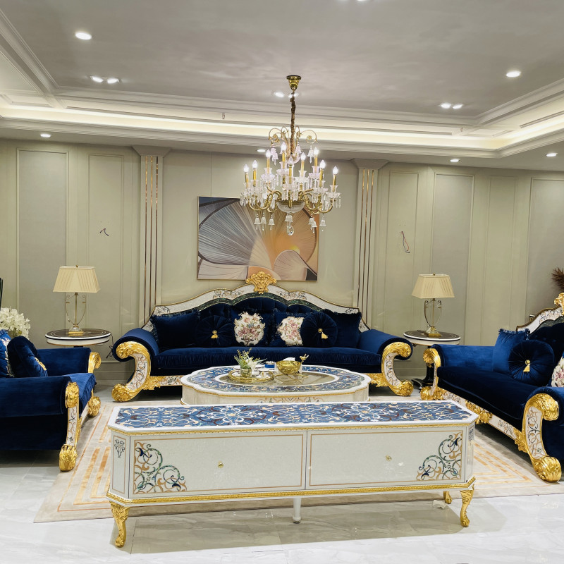 宝居乐英式奢华大气客厅家用贝壳拼花金箔纯铜饰件宫廷沙发FC786