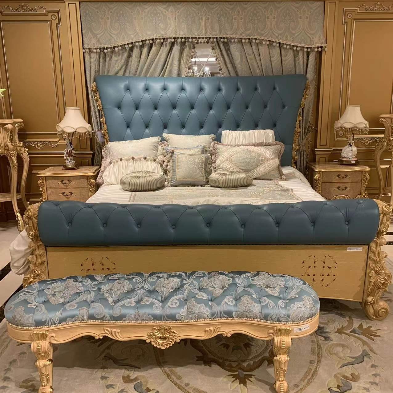 宝居乐宝居乐W688-2床(2000*2000Yw5006皮)雕花奢华欧式主卧床