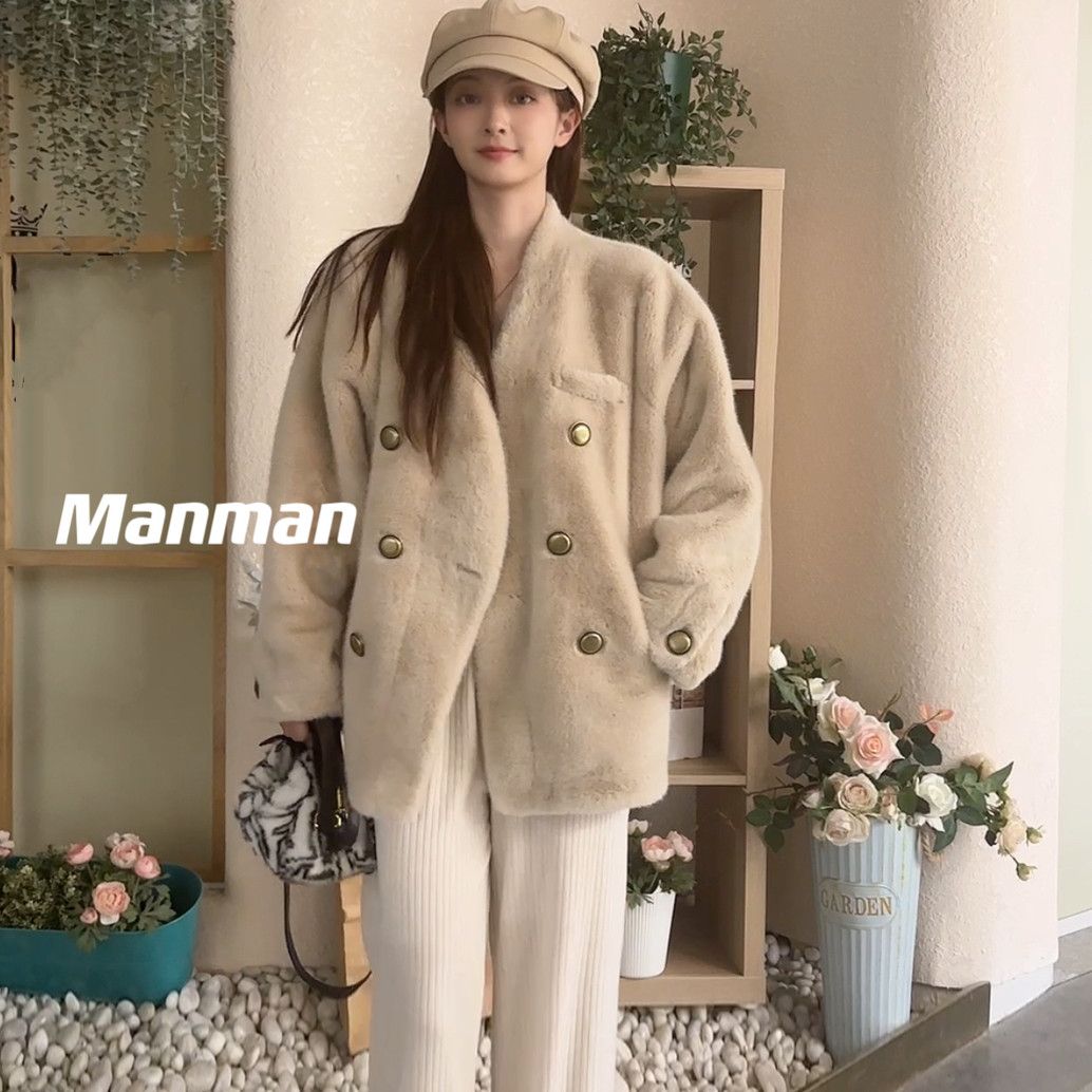 小香风外套女秋冬加厚保暖撞色羊羔毛穿搭毛绒开衫短款上衣潮