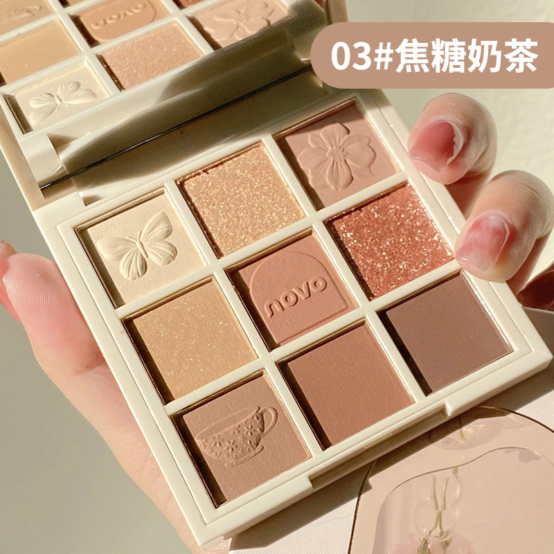novo英式九色眼影盘ins平价学生大地持久 不脱妆小众品牌正品显白