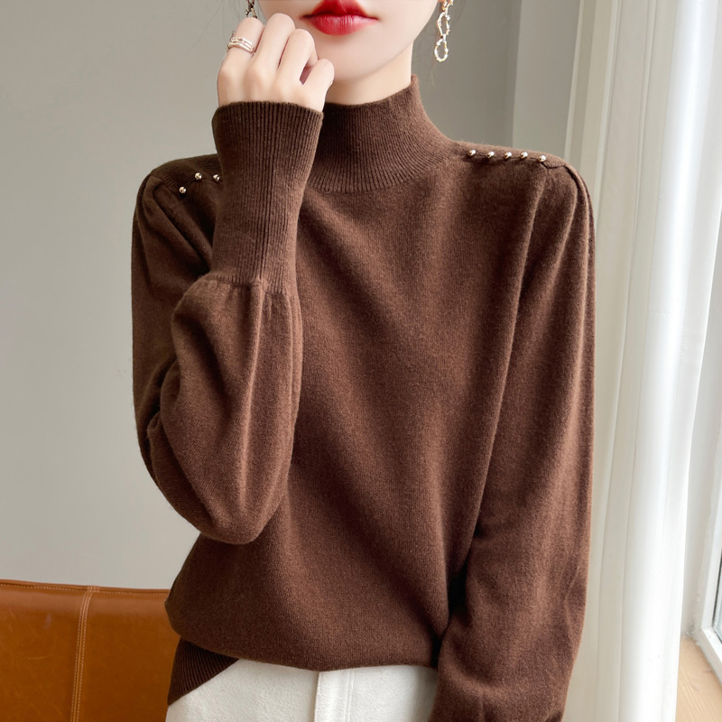 正品哥弟新款绵羊毛高领时尚毛衣女2024秋冬款内搭时尚保暖毛衣