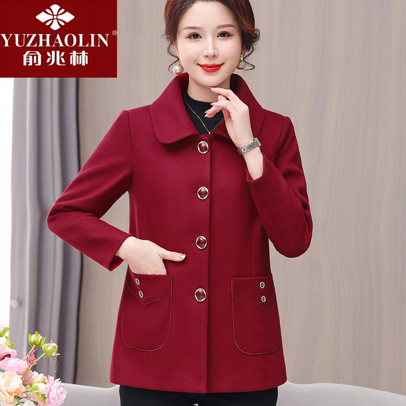 俞兆林中年妈妈春装新款外套短款洋气50岁岁中老年女装大码上衣休