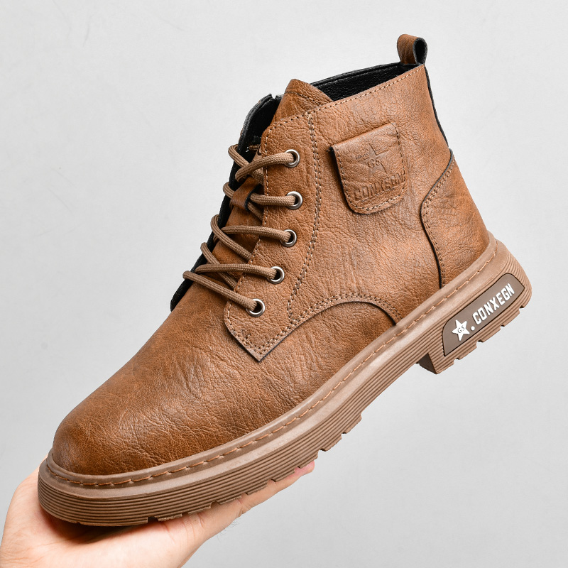 马丁靴男款2023年新款春秋中帮靴英伦风复古靴潮流时尚百搭休闲鞋