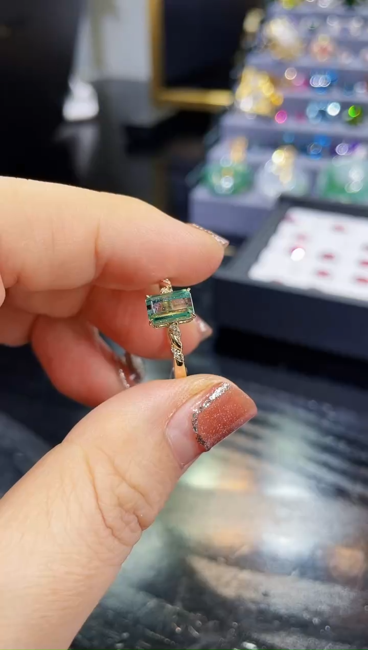 【闪购商品】碧玺戒指18K金镶嵌16