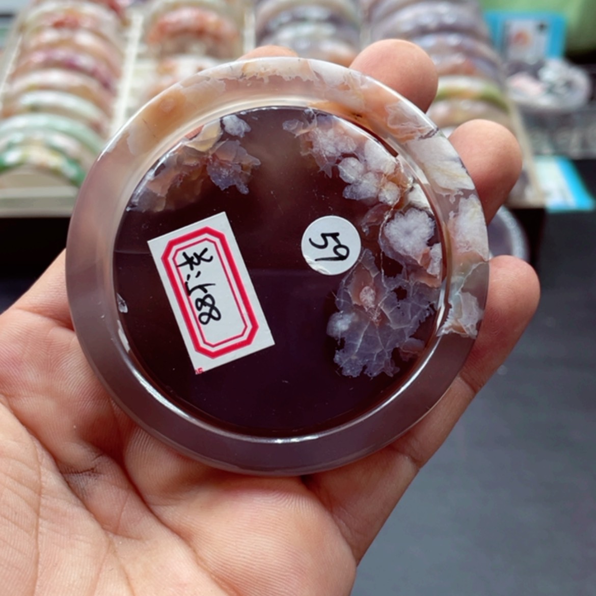 【闪购商品】石英质玉手镯未镶嵌心**莲