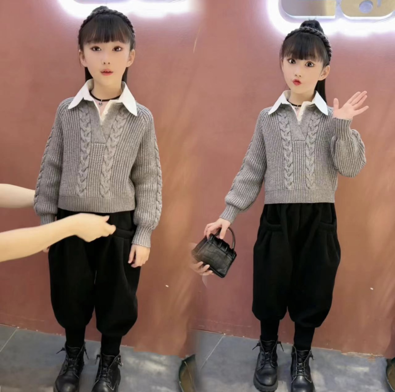 【洋气毛衣】女童春秋套装2024新款童装洋气中大童两件套秋季