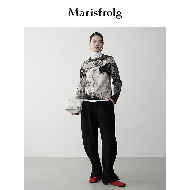 Marisfrolg玛丝菲尔气质艺术印花针织衫A1EG4846M