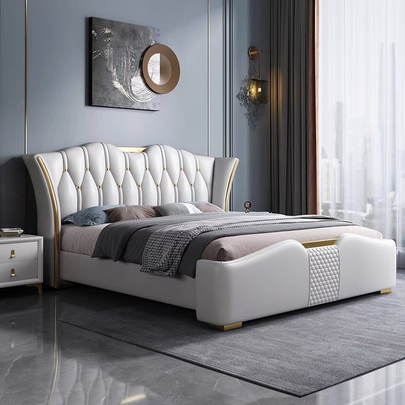 现代简约皮床1.8米主卧室高端大气1.5双人婚床气压储物实木大床