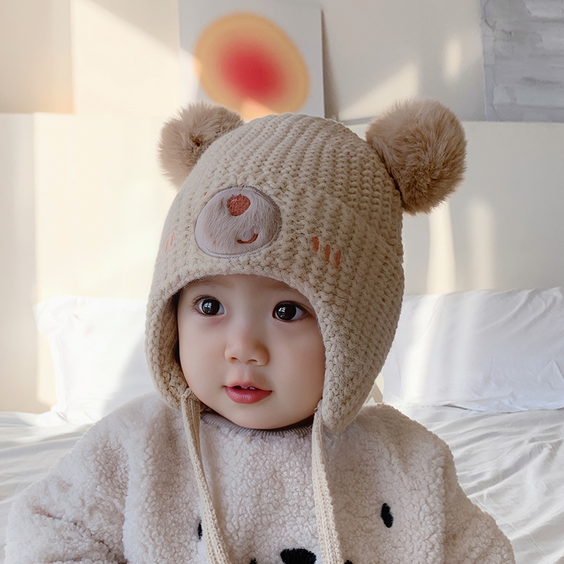 宝宝毛线帽婴幼儿婴儿冬季1-3岁儿童帽子冬季帽子6-12岁护耳帽