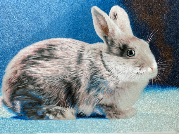 苏绣成品挂画手工刺绣画乱针绣满绣成品油画风格挂画兔子苏绣画