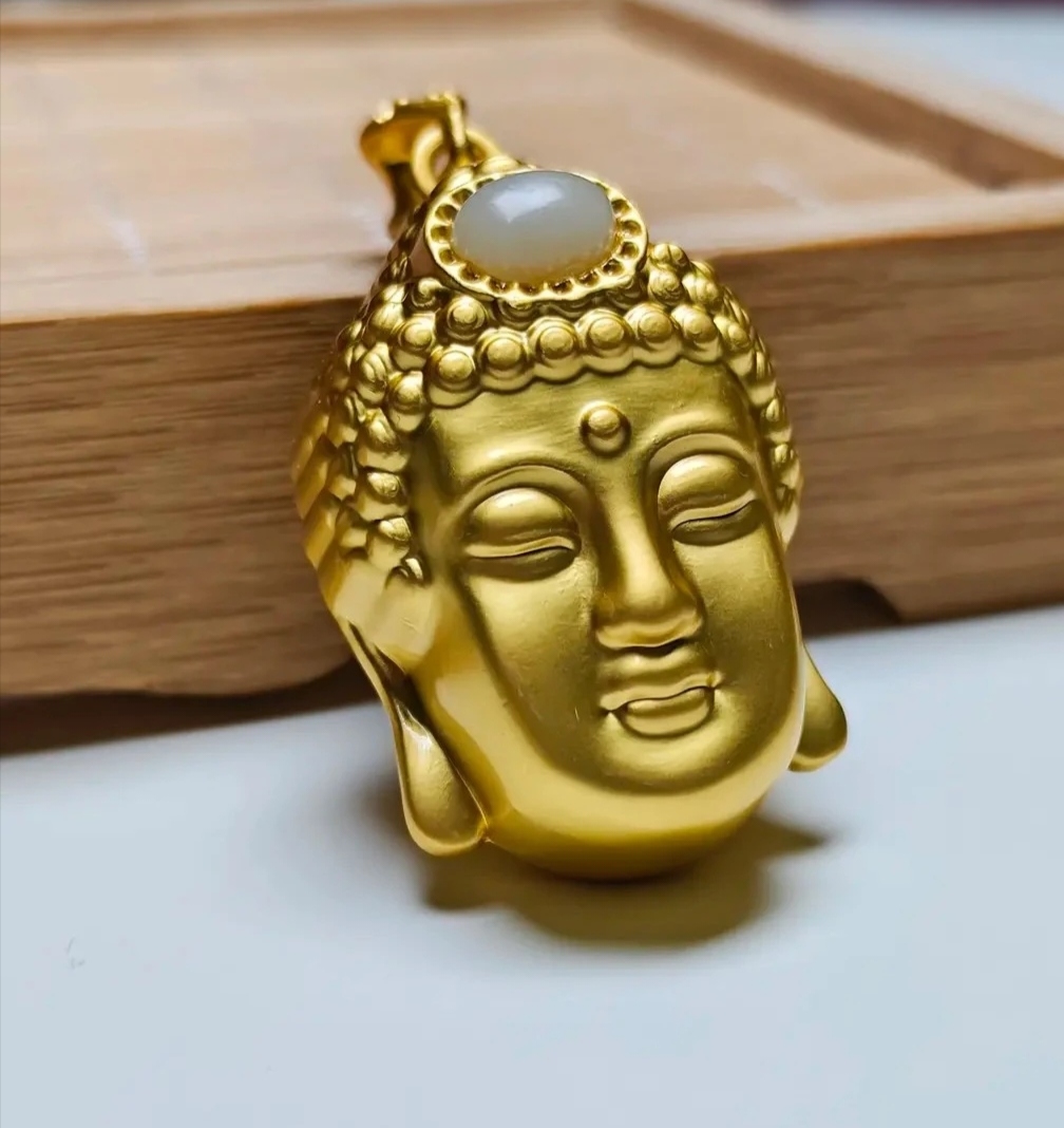 《福弟珍选》天然和田玉佛头吊坠94（多样性发货）zf大佛头轻奢