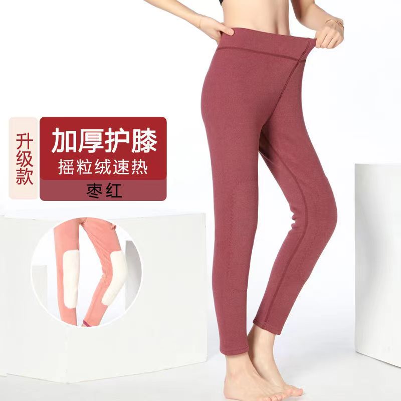 女士秋冬款加绒加厚修身保暖裤护膝护腰中高腰