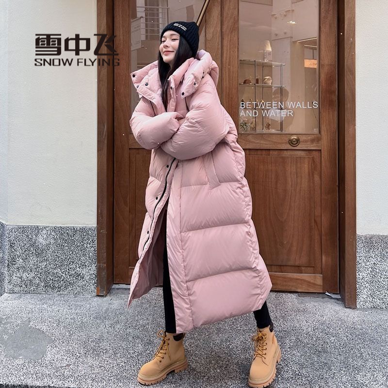 雪中飞羽绒服服女长款过膝2023冬季新款韩版加厚棉衣oversi时尚百