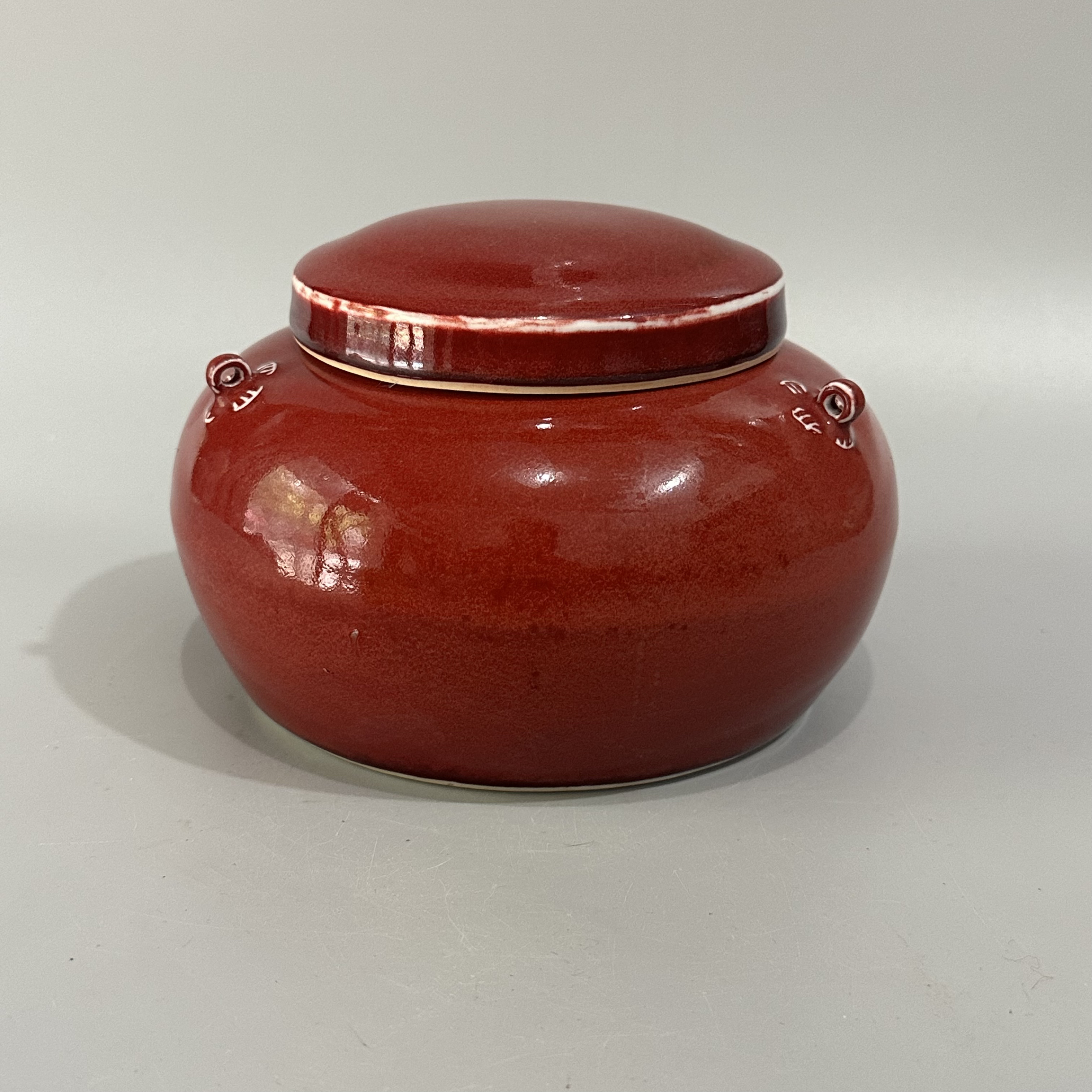 陶瓷红釉茶叶盖罐
