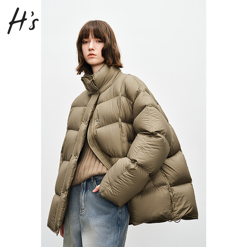 HS时髦轻盈保暖羽绒服新款女立领通勤上衣外套