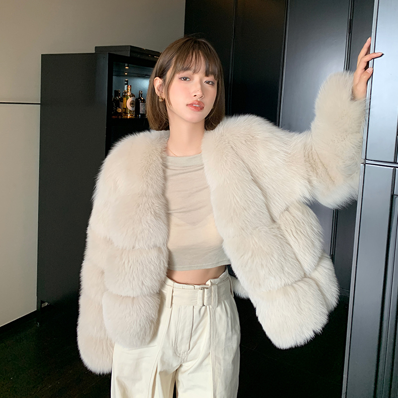 陈柚一 ‘浮云拿铁’ 新时尚韩系毛毛外套女短款秋冬毛毛大衣23635