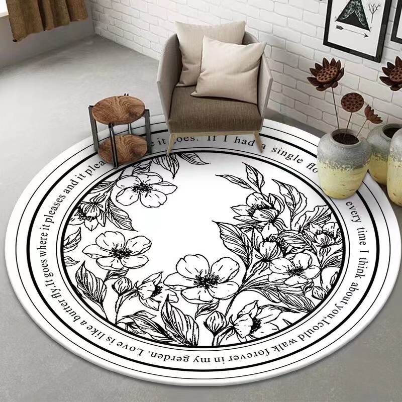 圆形地毯客厅卧室梳妆台床边衣帽间地毯书房圆茶几免打理圈绒地毯