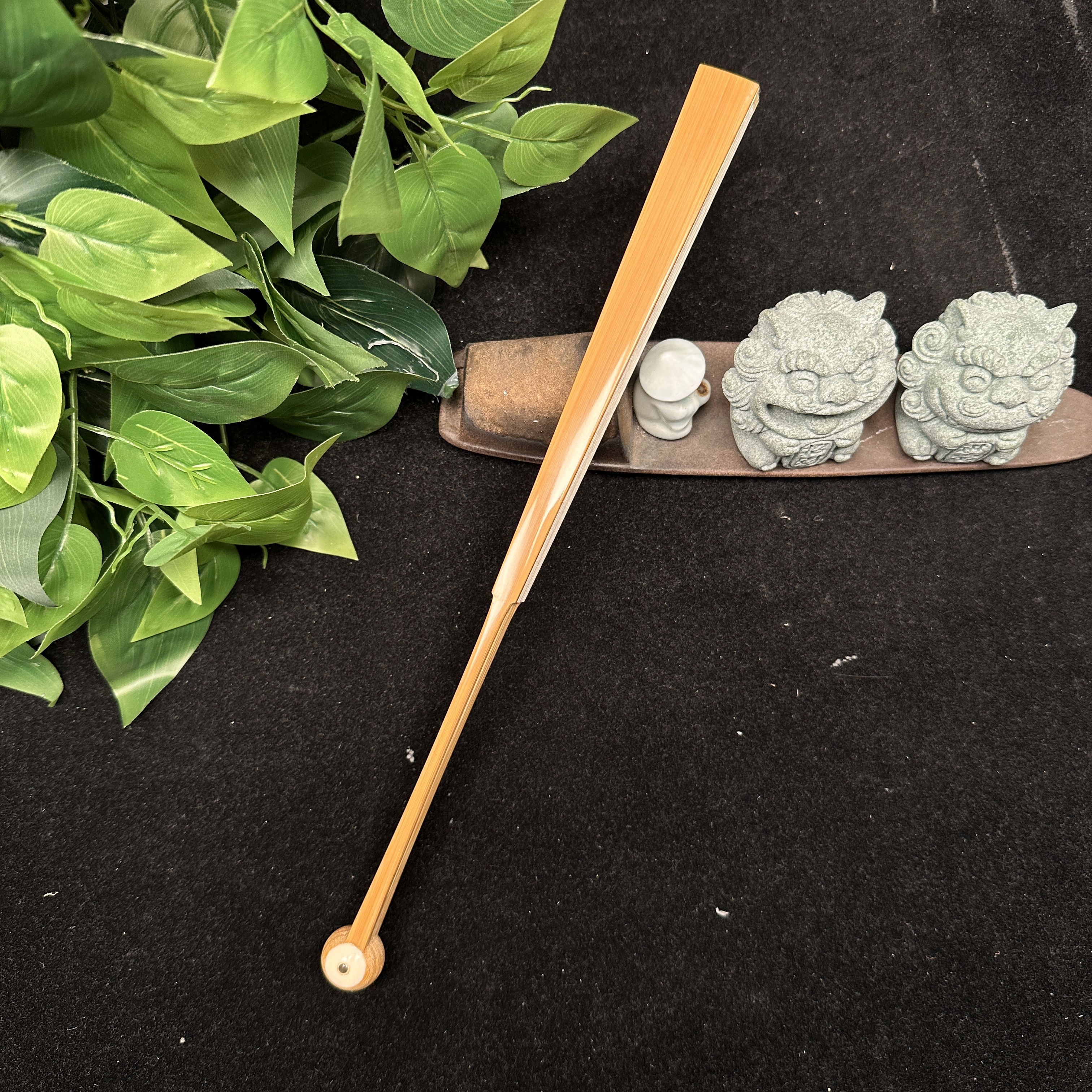 金龙纯手工精制 新玉竹同料折扇 文玩折扇 收藏把玩扇子