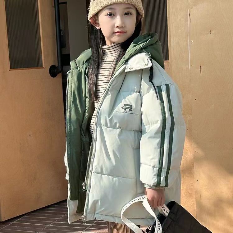 假两件儿童羽绒服男童女童中长款2023新款中大童加厚冬季洋气外套