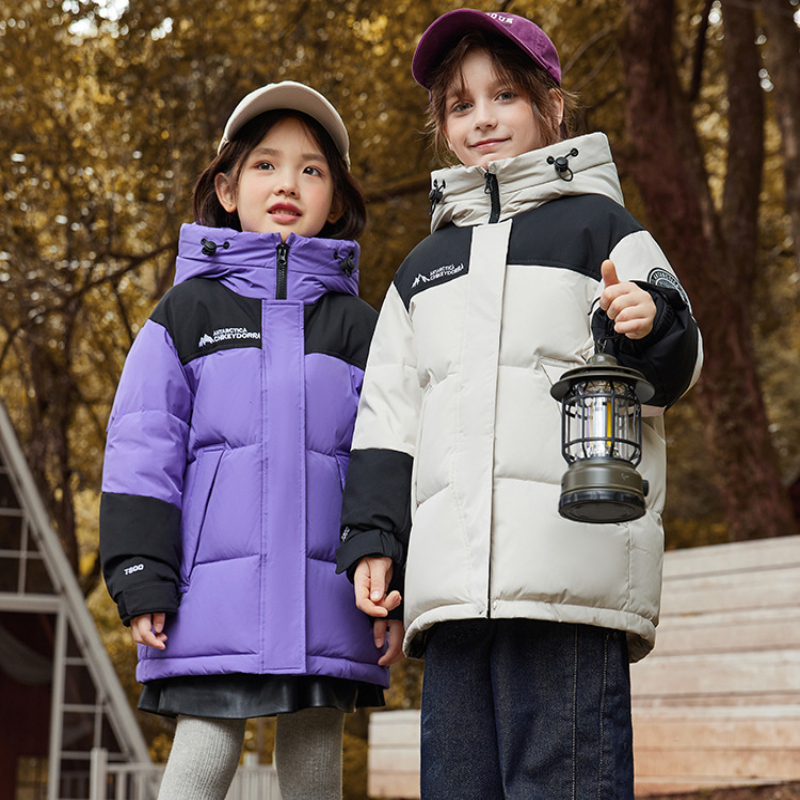 儿童羽绒服男女童2023冬季新款中大童加厚连帽户外童装外套亲子装