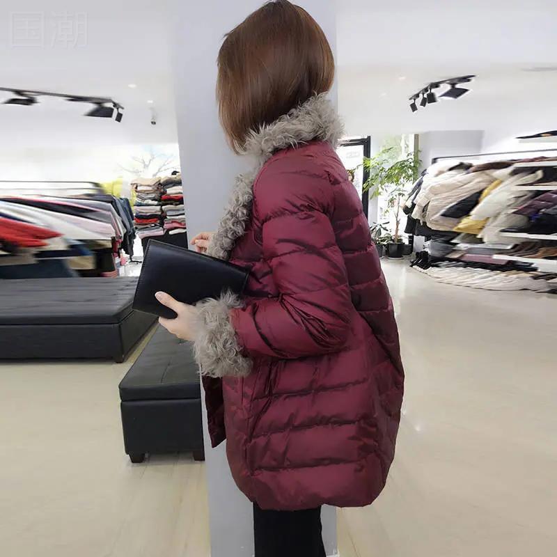 新款欧洲站女2023冬欧货潮大毛领网红羽绒服大衣中长款时尚百搭