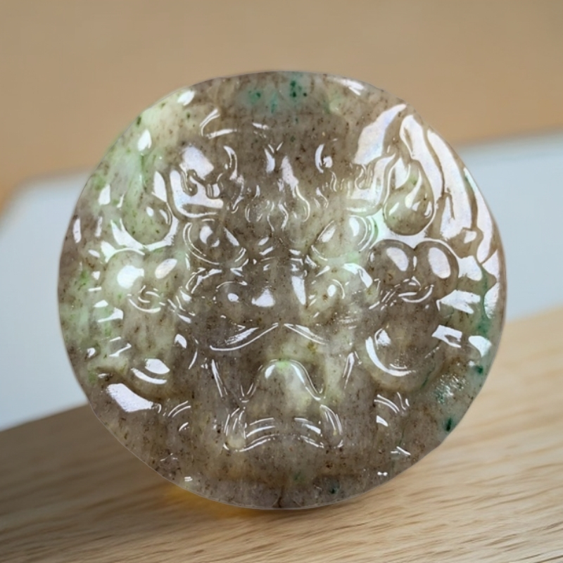 独山玉天然玉石皮带扣腰扣龙牌A200：53×53×18mm