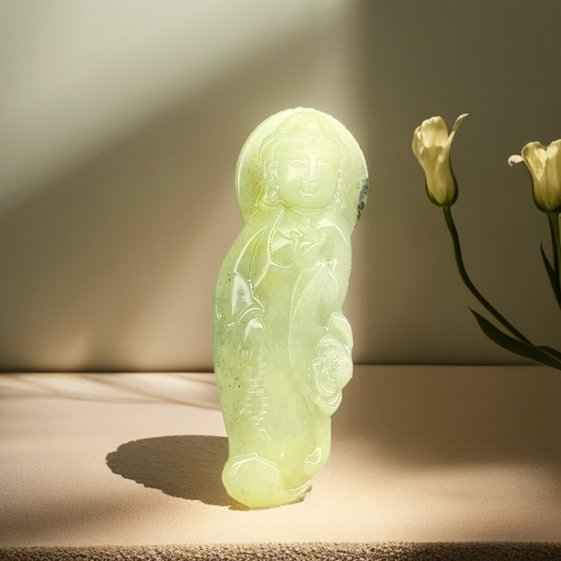 独山玉观音吊坠挂件正品保证A448尺寸：59×21×9.5mm