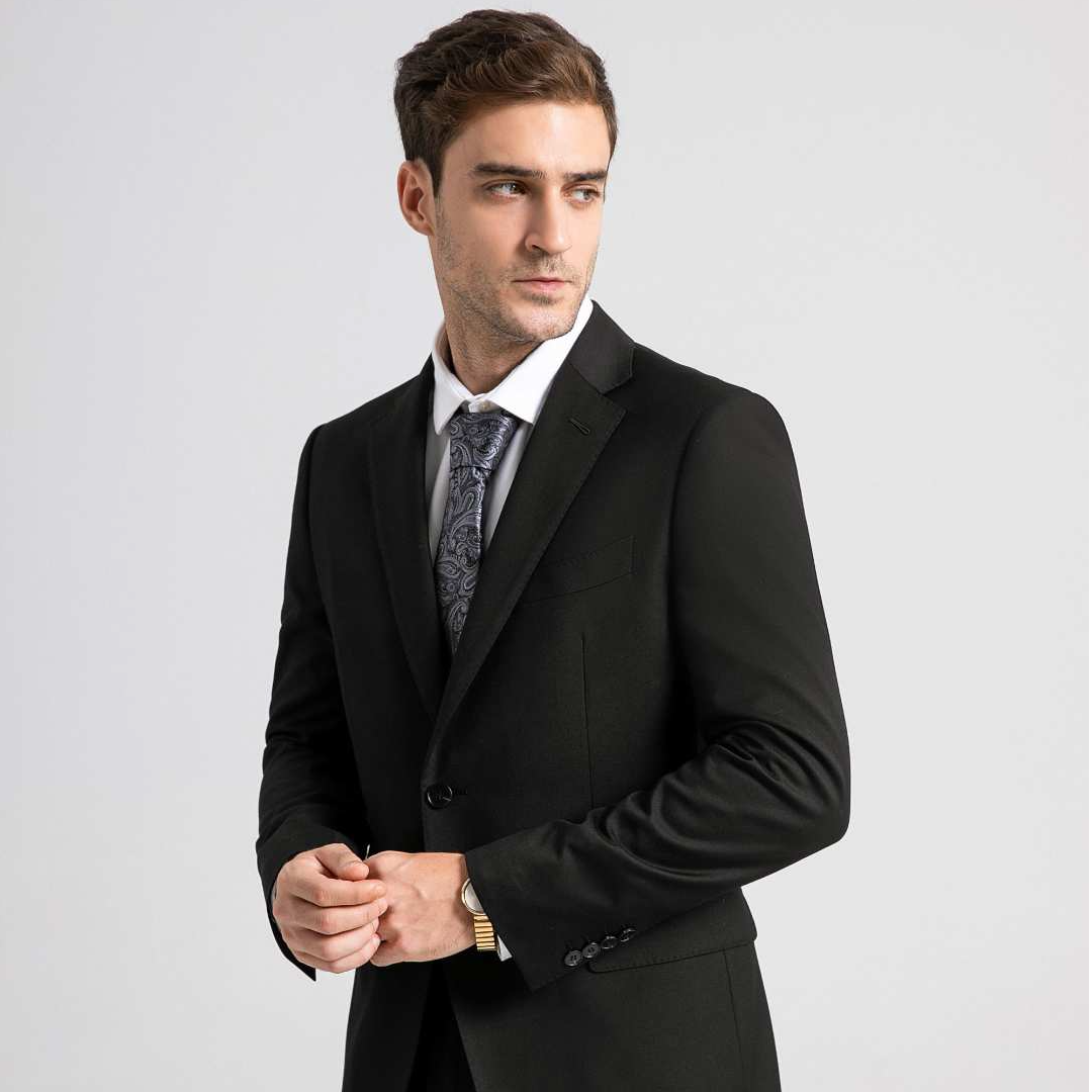 黑色单上衣一等品西服上装高端手工平驳领商务修身职业结婚