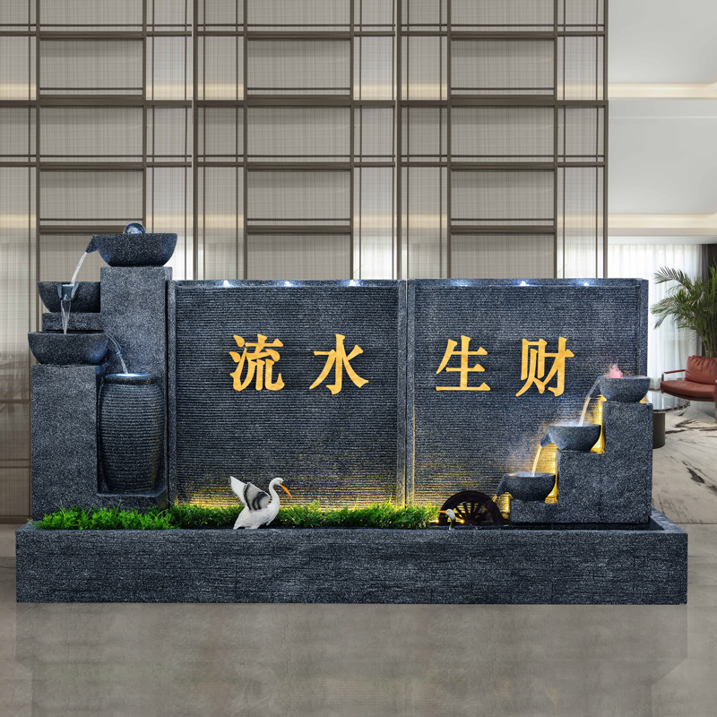 简约仿青石公司大厅会所餐厅酒店水幕墙流水墙鱼池喷泉装饰摆件