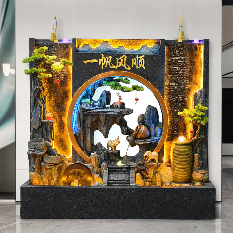 庭院花园流水喷泉水幕墙流水景观影壁公司大堂假山喷泉鱼池屏风