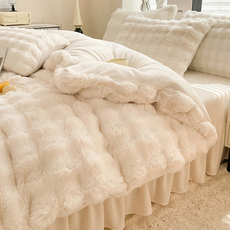 冬季网红款四件套床裙款牛奶绒加厚保暖床单被套珊瑚绒床上三件套