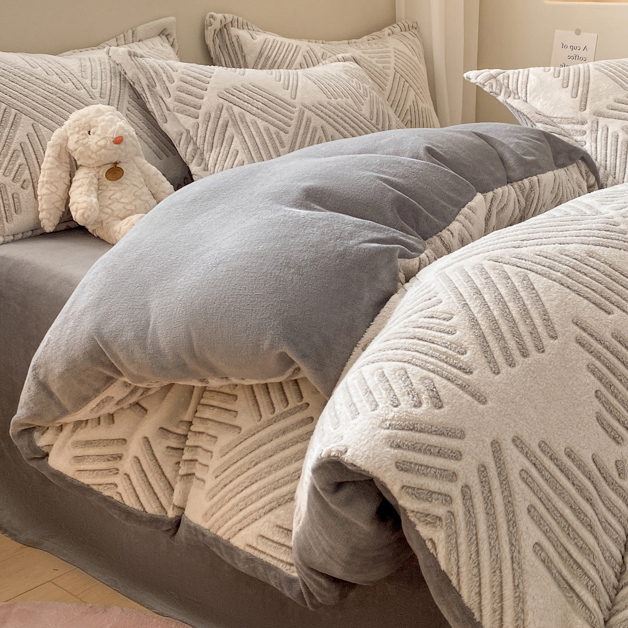 牛奶绒床上四件套珊瑚绒加绒加厚双面冬季保暖床单被套床品三件套