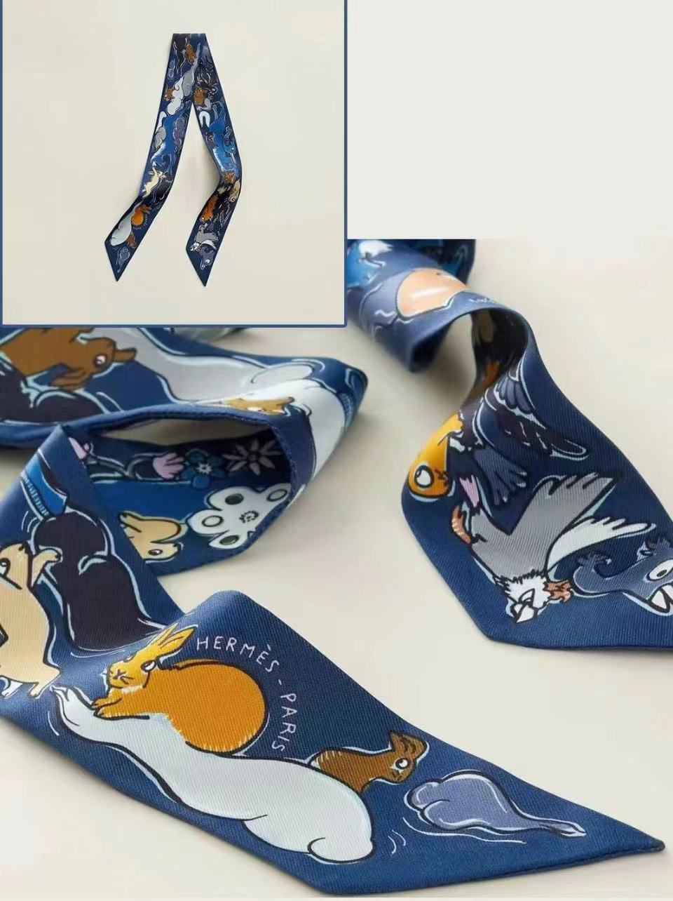 全新未使用  黑黑中古/Hermes  twilly 丝巾 6731239