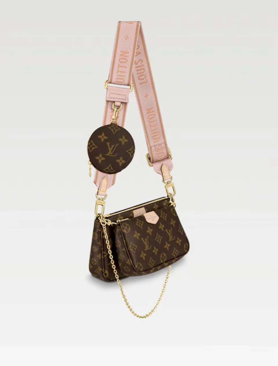 95新  LV 五合一 粉肩带 芯片款 包 6825637