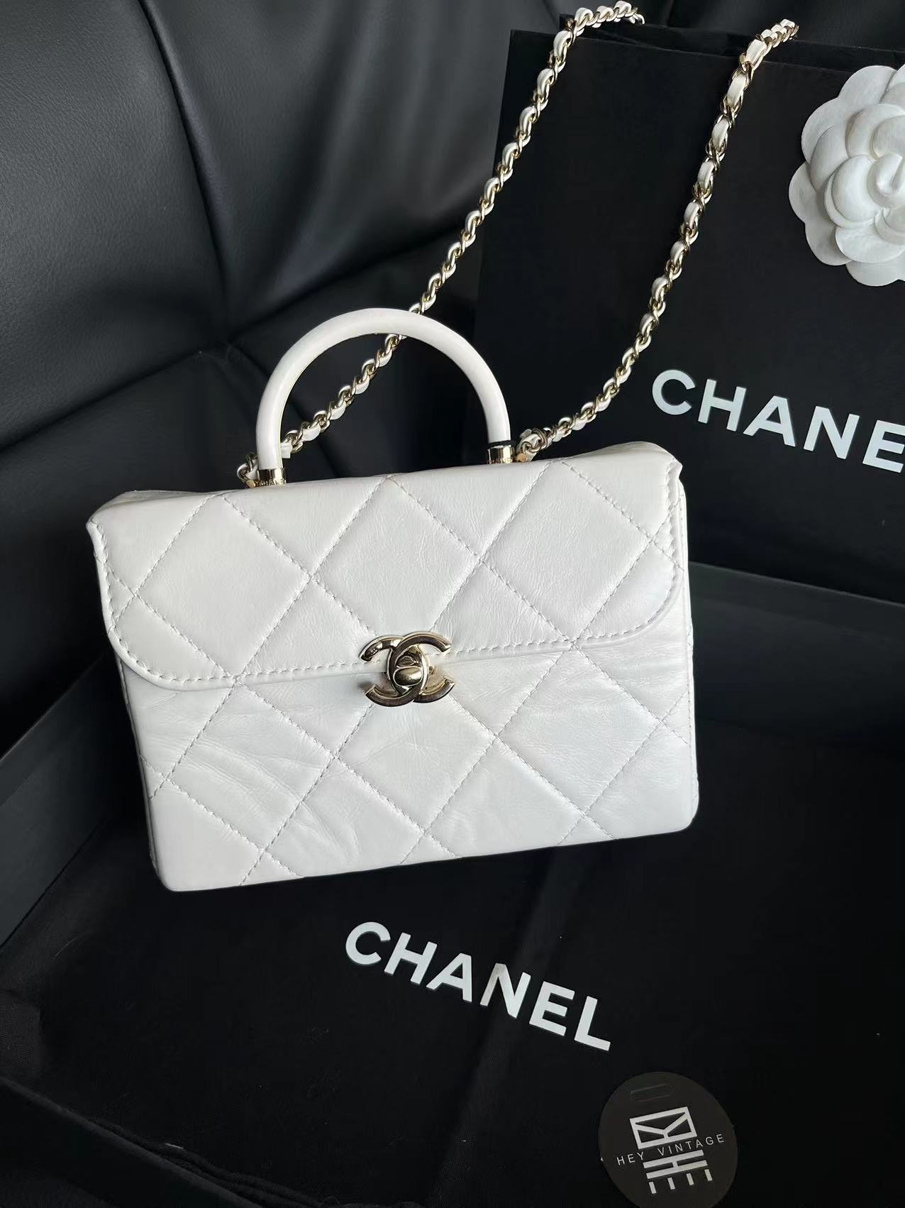 99新 Chanel/香奈儿 Chanel 白色医生盒子包 小号 芯片款 8935180