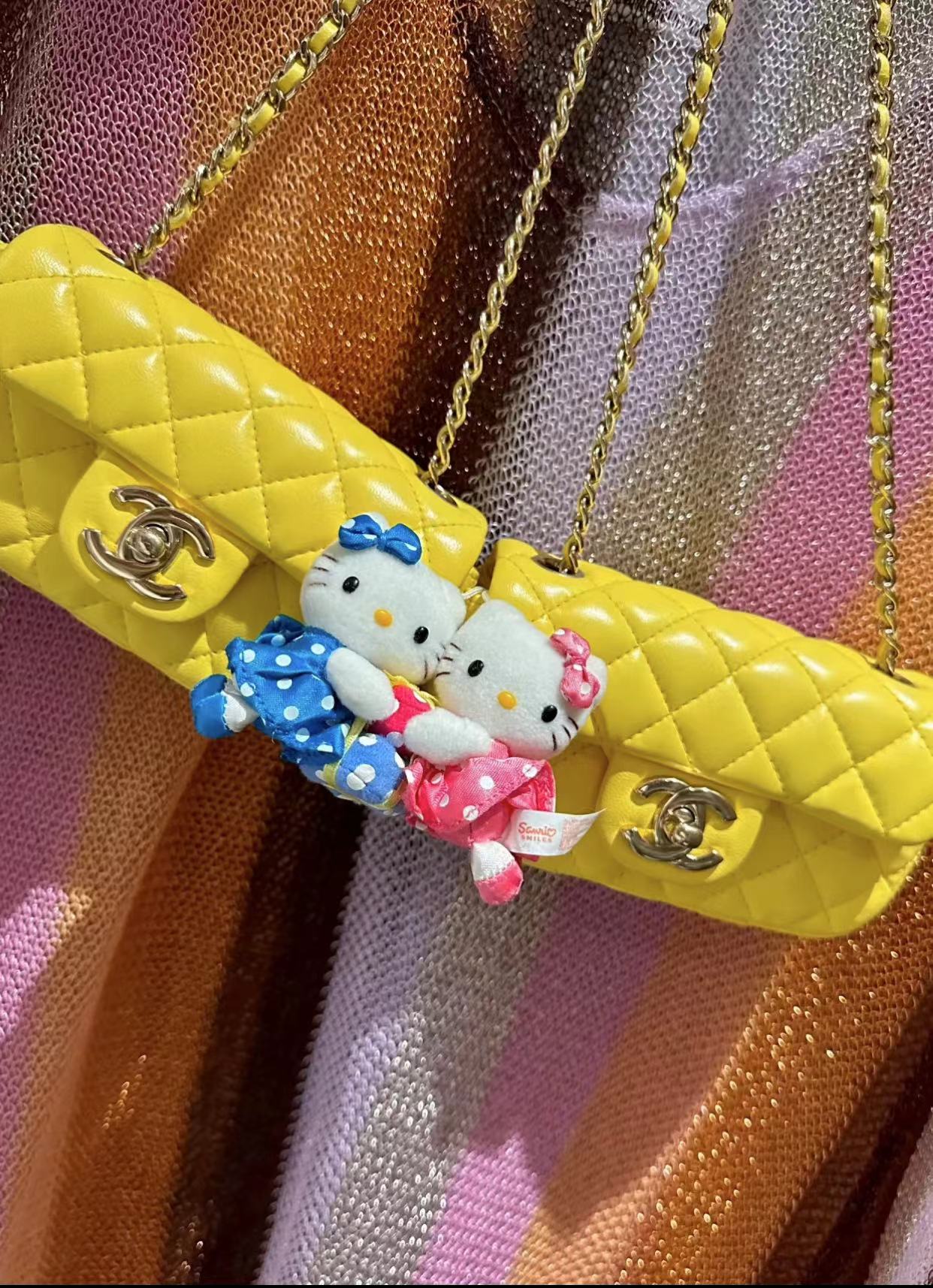 95新 Chanel/香奈儿 中古高稀小鸡黄双子星包 12cm 4443081