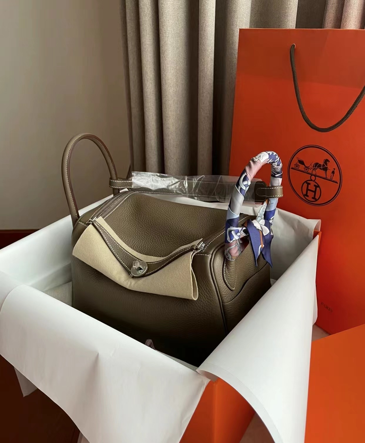 95新  黑黑中古/Hermes 大象灰lindy30包 7942451