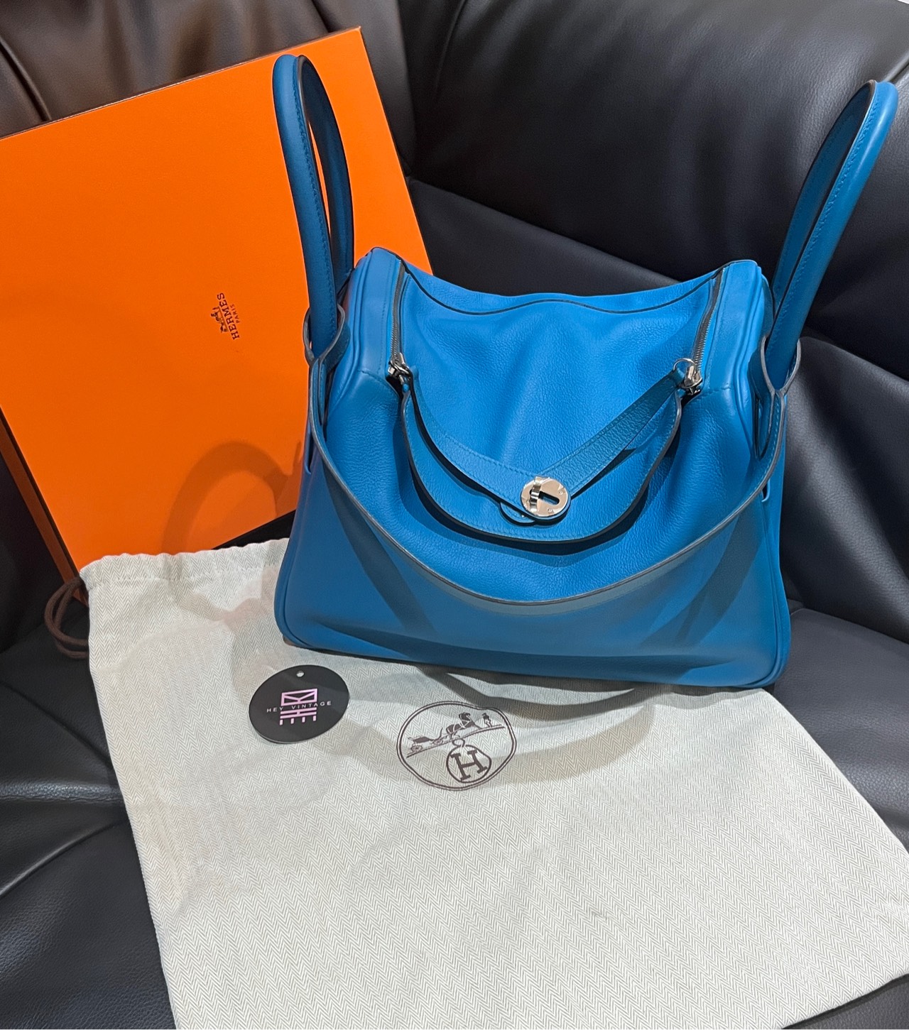 95新 Hermes/爱马仕 蓝色 lindy包 10918983