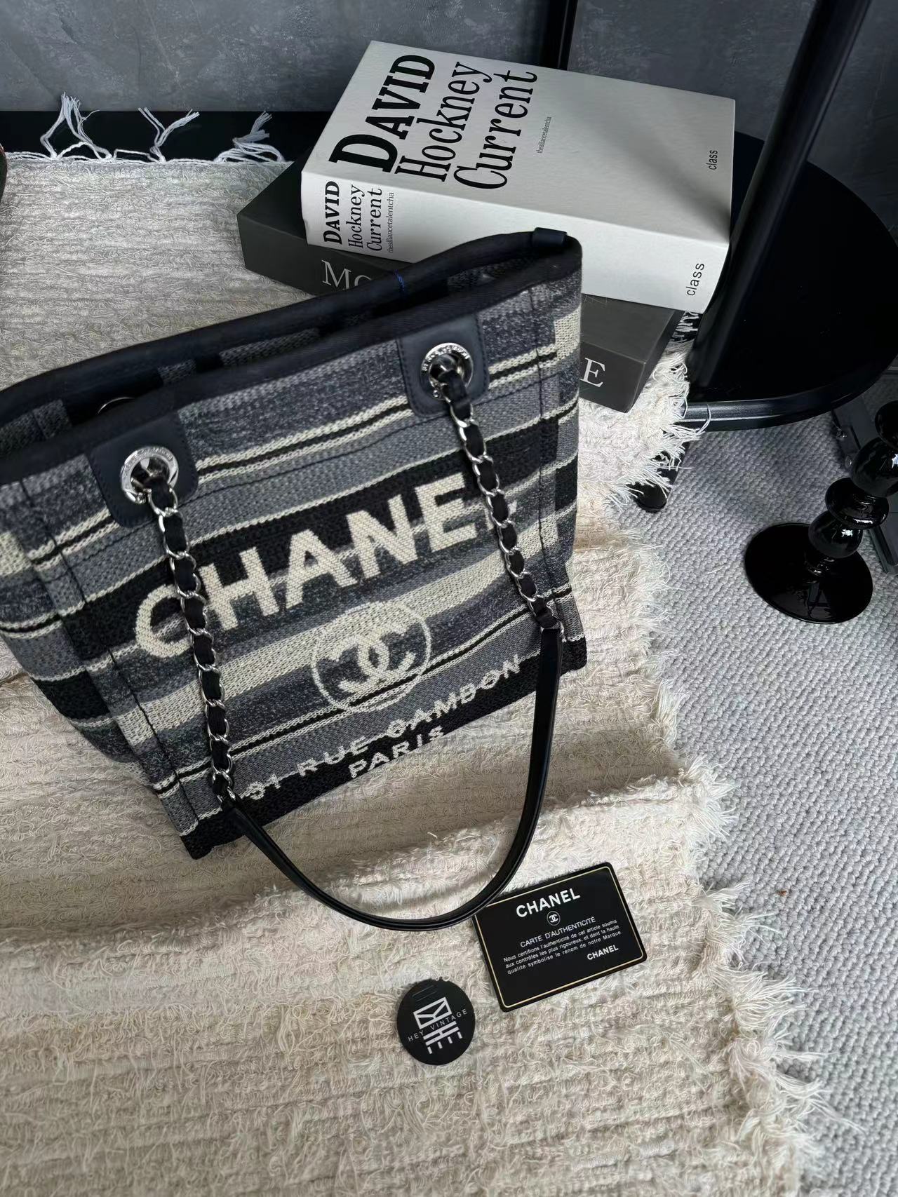 95新 Chanel/香奈儿 条纹沙滩包 25cm 9519757