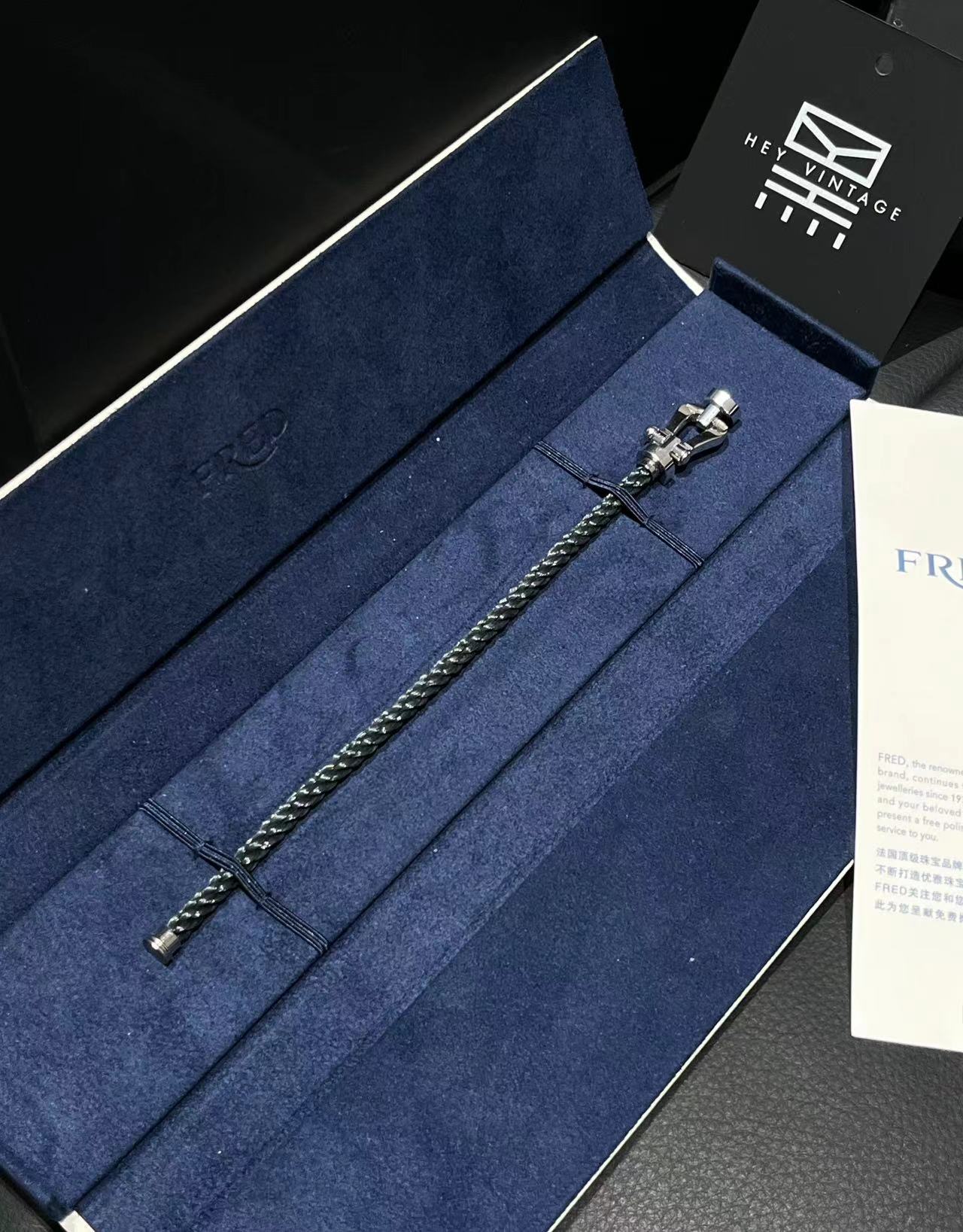 99新  黑黑中古/fred  黑银马蹄手链 7692380
