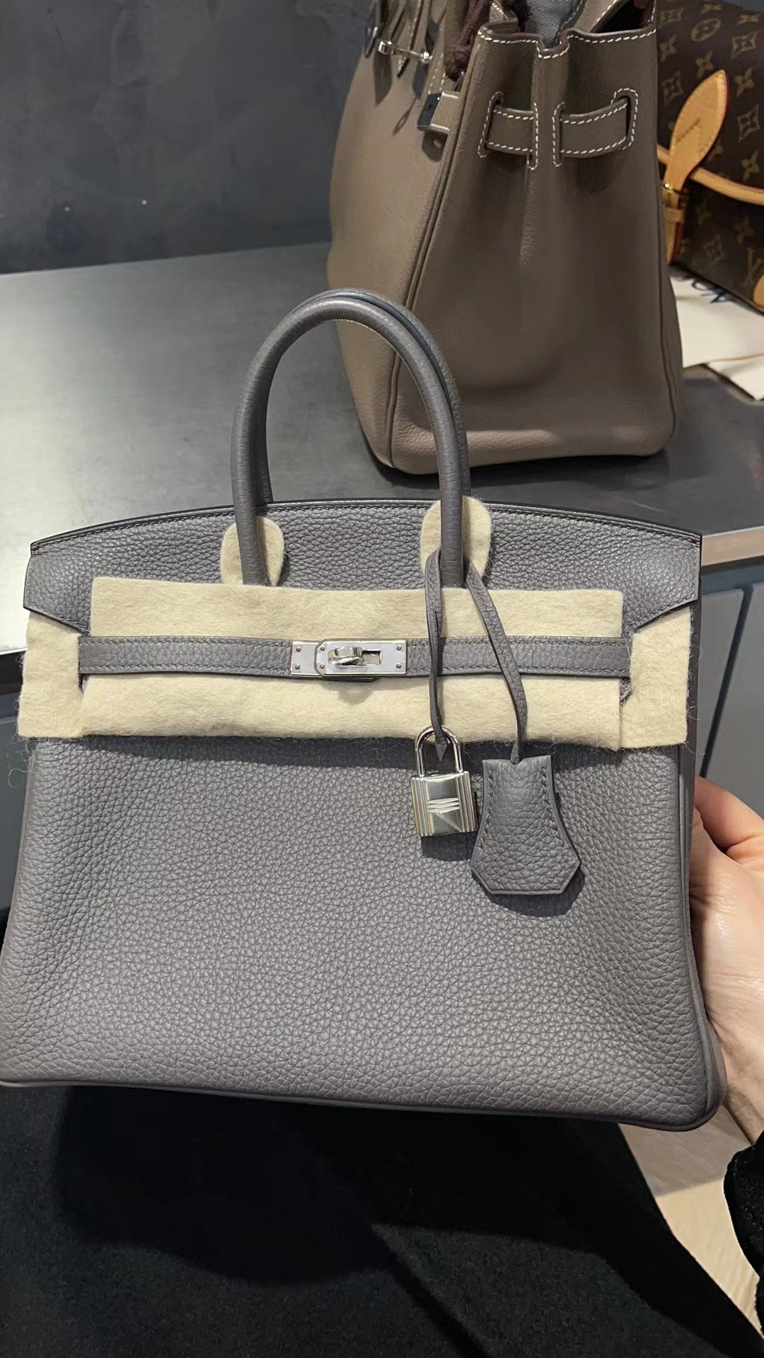 99新  黑黑中古/爱马仕 锡器灰 birkin 25包 6418197