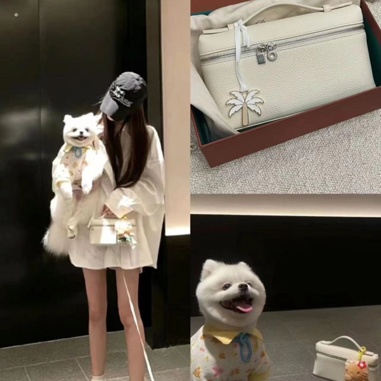 95新  展会外场 LP 奶油白 斜挎包19cm