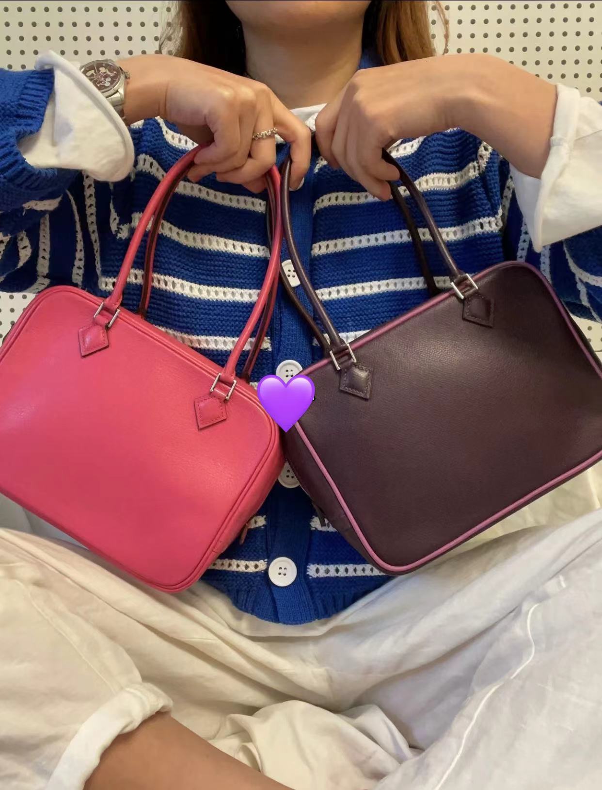 95新 Hermes/爱马仕 高稀葡萄紫mini plume 阿希哥同款 5673685
