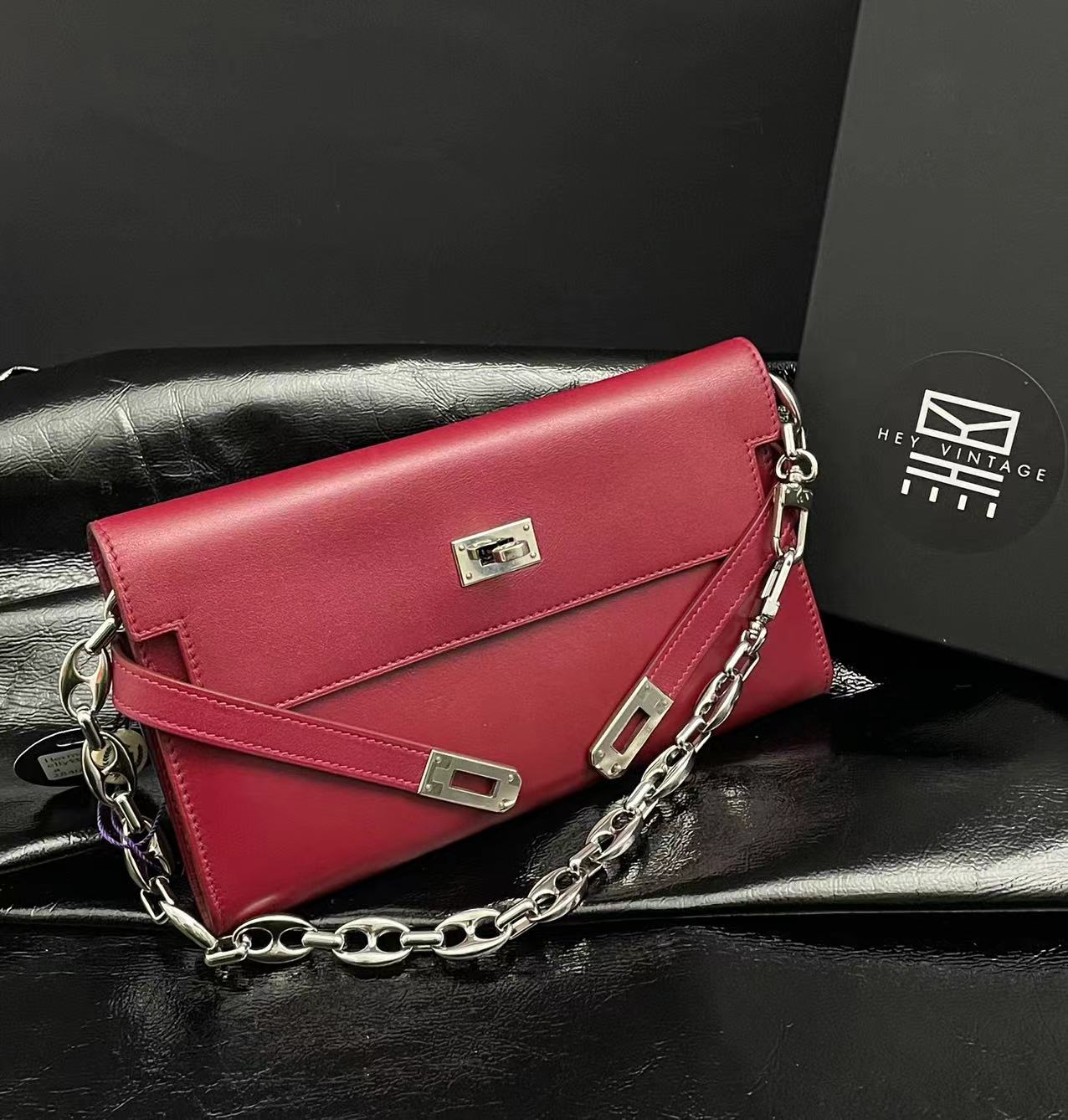 95新  hermes 红色kelly钱包 2840821 拍下送中检