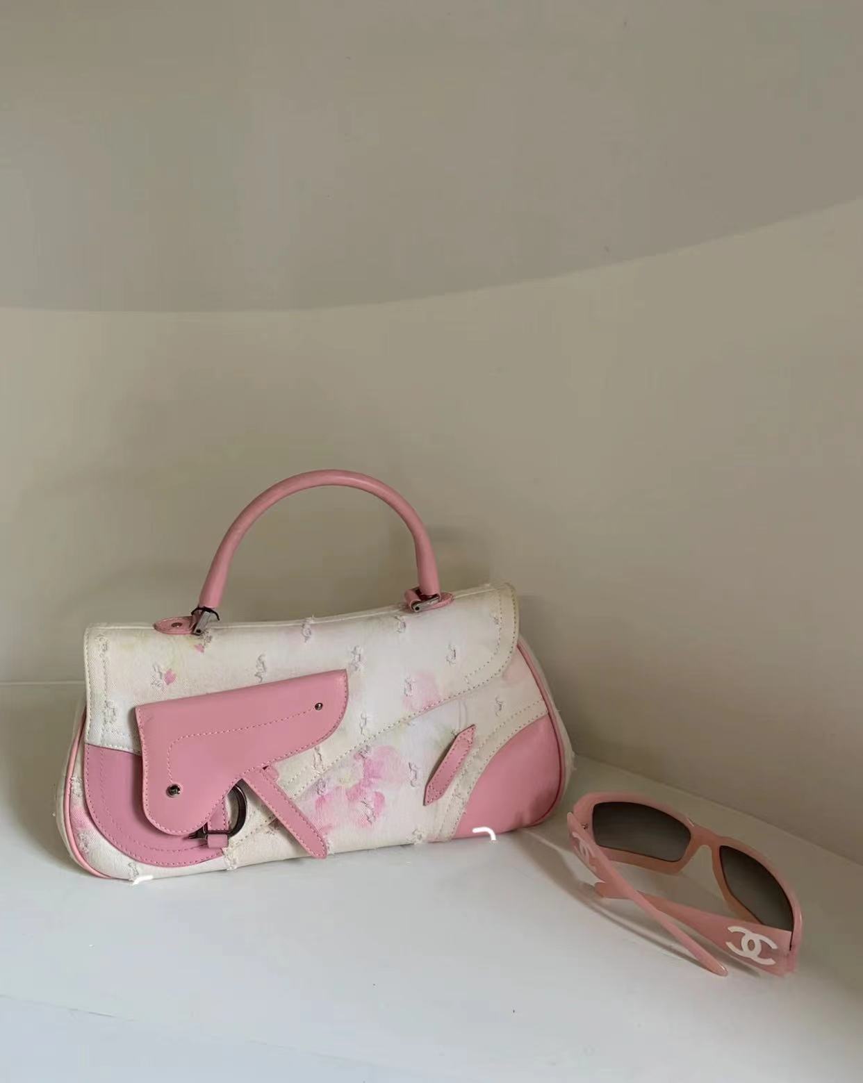 95新 DIOR/迪奥 粉色牛仔手提包 28cm  2458114