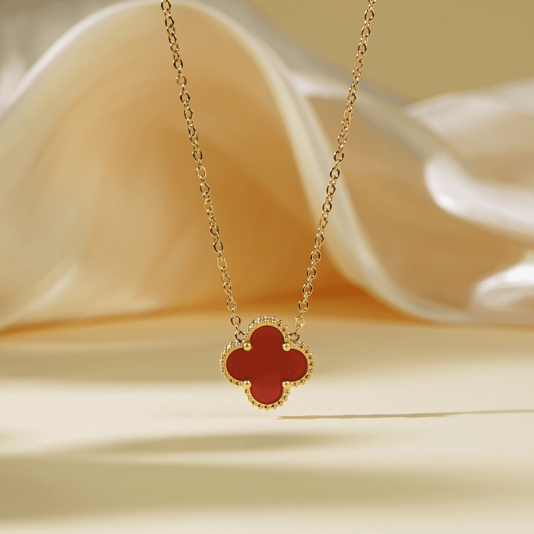 钛钢项链 【高定】红色幸运草项链轻奢时尚不掉色ins