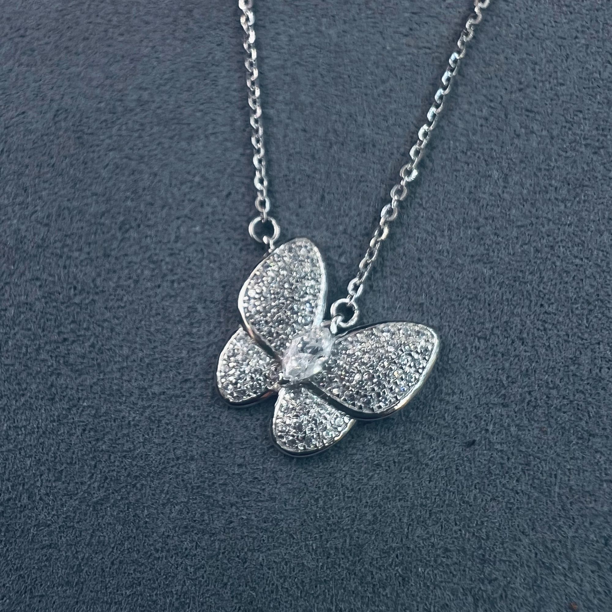 【合成/培育】铂金PT950合成立方氧化锆蝴蝶套链