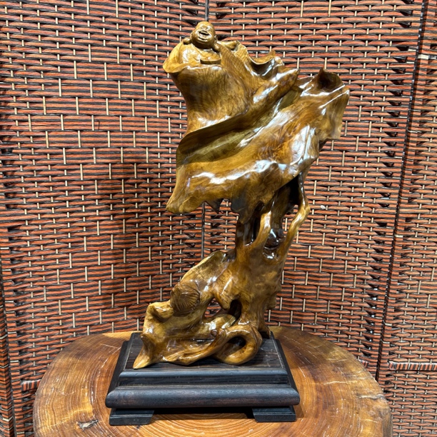 《和气生财》金丝楠木手工雕刻工艺品