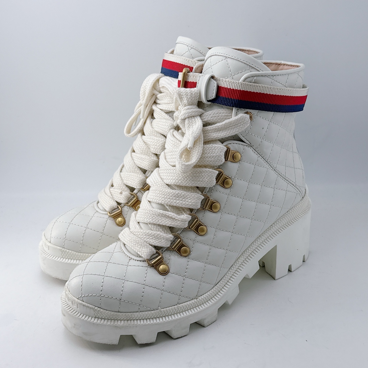 99新 GUCCI/古驰 36码/99新/Gucci/古驰 白色厚底马丁靴